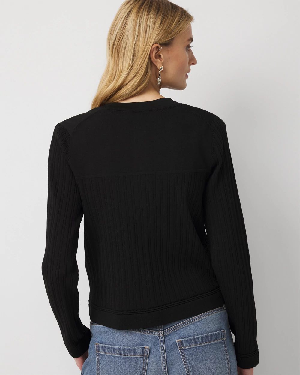 Mixed Stitch Button Front Cardigan | White House Black Market